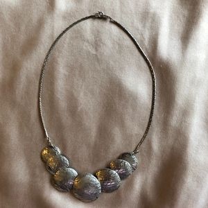 Vintage textured silver disc choker necklace